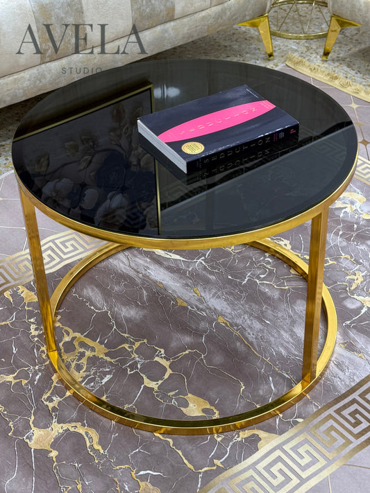 Table Basse Salon Luxe Noir & Or