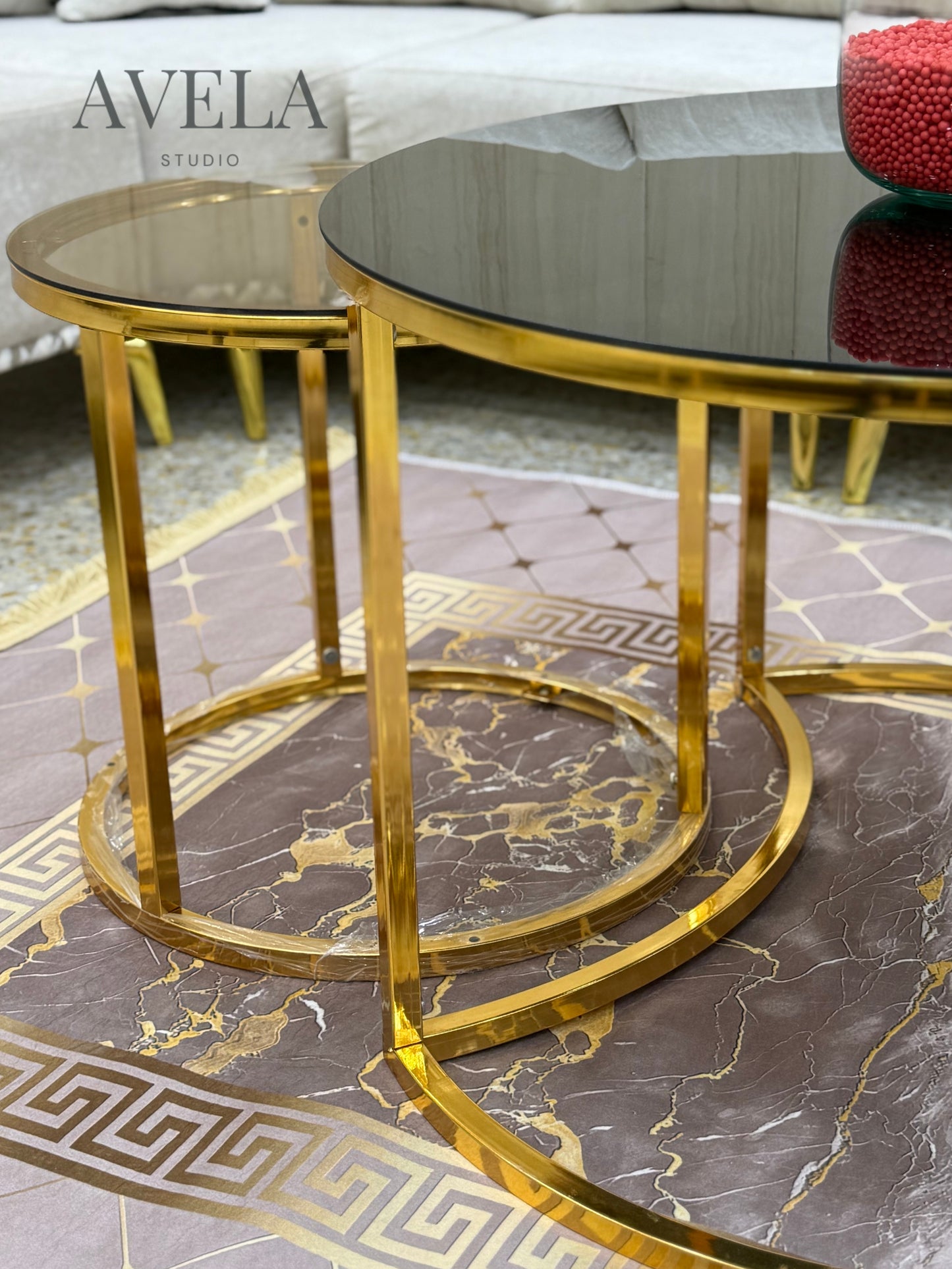 Duo Tables Basses Modernes Noir & Or