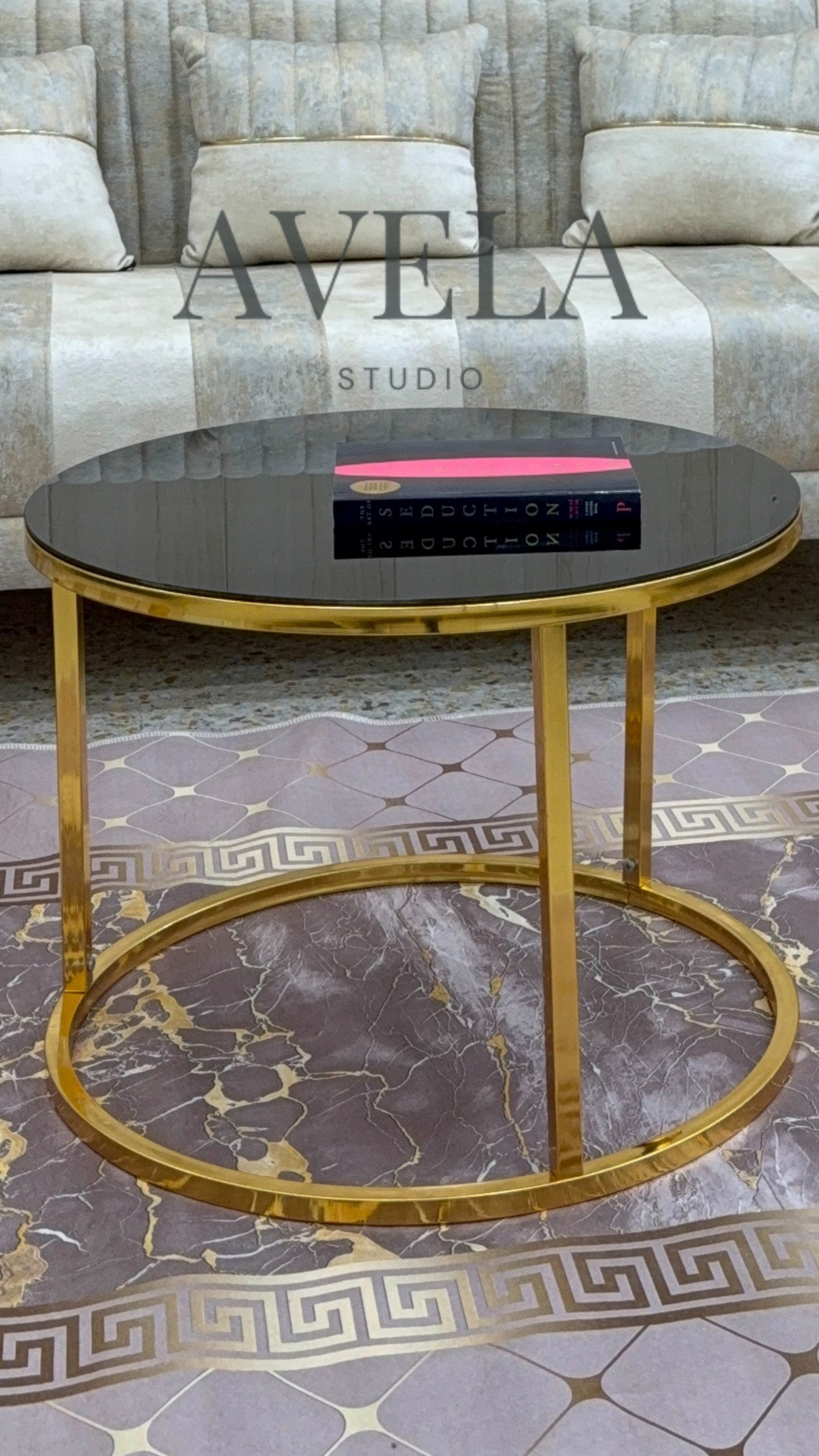 Table Basse Salon Luxe Noir & Or