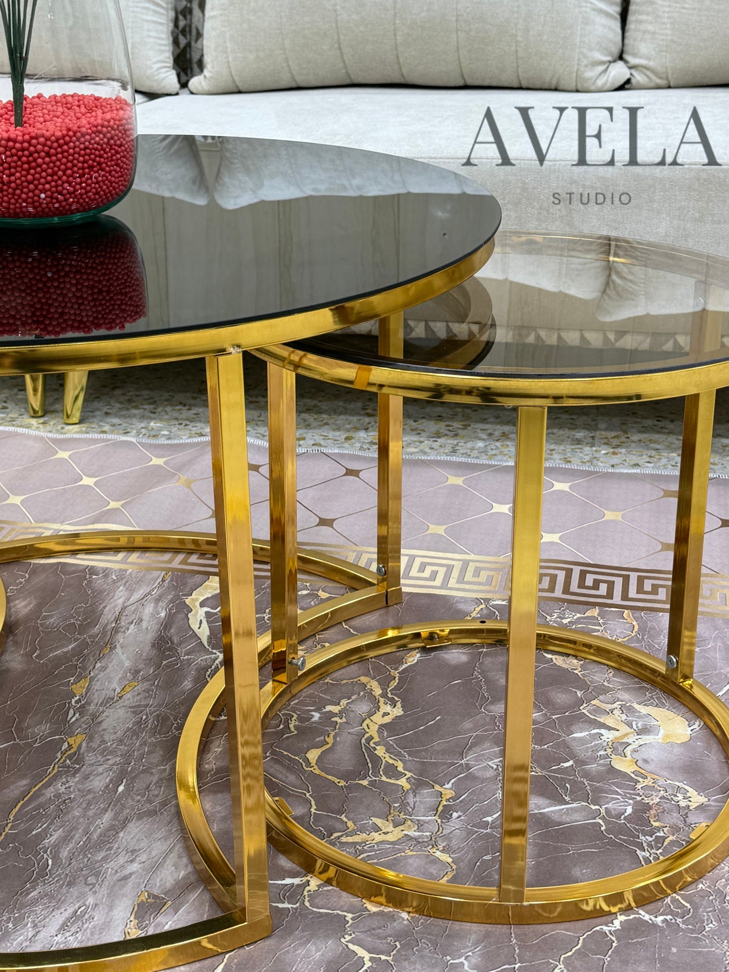 Duo Tables Basses Modernes Noir & Or